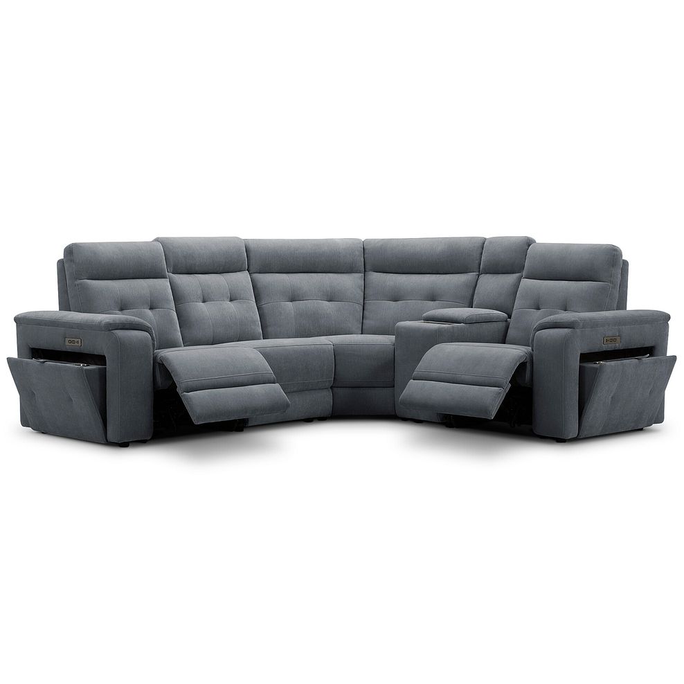Juno Left Hand Corner Electric Recliner Sofa With Wireless Charging and Power Headrests in Amigo Coal Fabric 3
