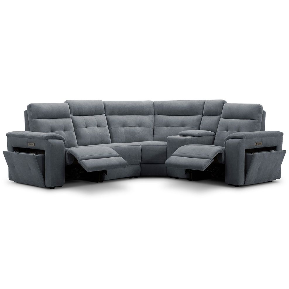 Juno Left Hand Corner Electric Recliner Sofa With Wireless Charging and Power Headrests in Amigo Coal Fabric 4