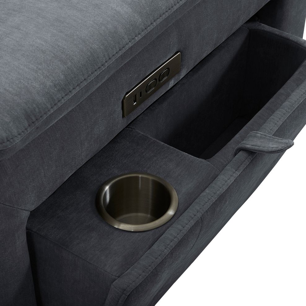 Juno Left Hand Corner Electric Recliner Sofa With Wireless Charging and Power Headrests in Amigo Coal Fabric 15