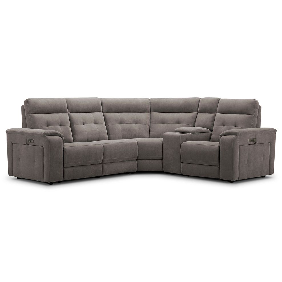 Juno Left Hand Corner Electric Recliner Sofa With Wireless Charging Console and Power Headrests in Amigo Cocoa Fabric 2