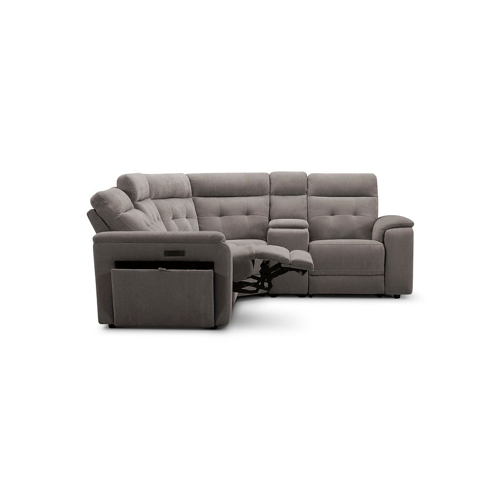 Juno Left Hand Corner Electric Recliner Sofa With Wireless Charging Console and Power Headrests in Amigo Cocoa Fabric 7