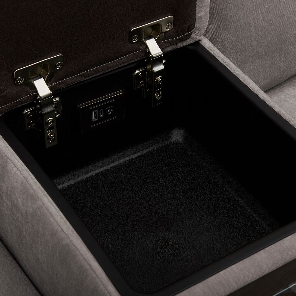 Juno Left Hand Corner Electric Recliner Sofa With Wireless Charging Console and Power Headrests in Amigo Cocoa Fabric 17