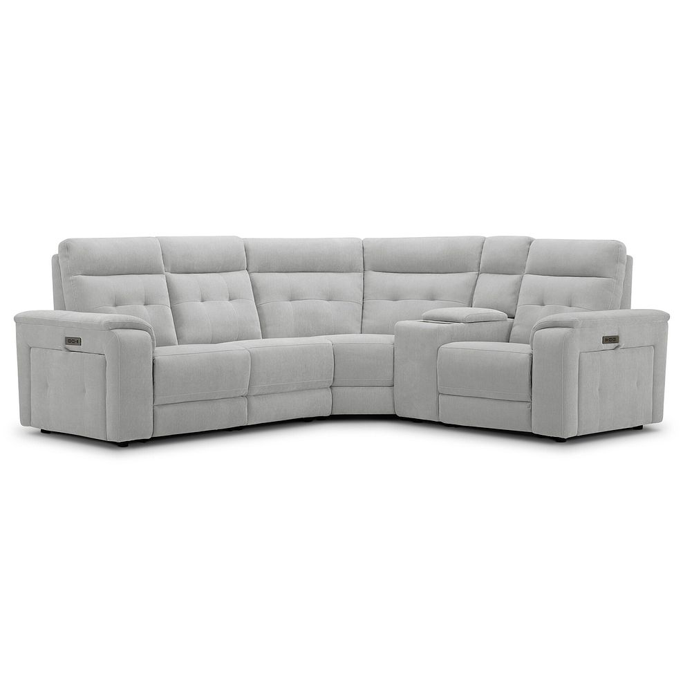 Juno Left Hand Corner Electric Recliner Sofa With Wireless Charging Console and Power Headrests in Amigo Dove Fabric 2