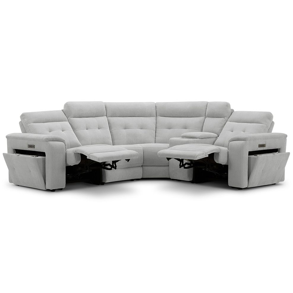 Juno Left Hand Corner Electric Recliner Sofa With Wireless Charging Console and Power Headrests in Amigo Dove Fabric 5