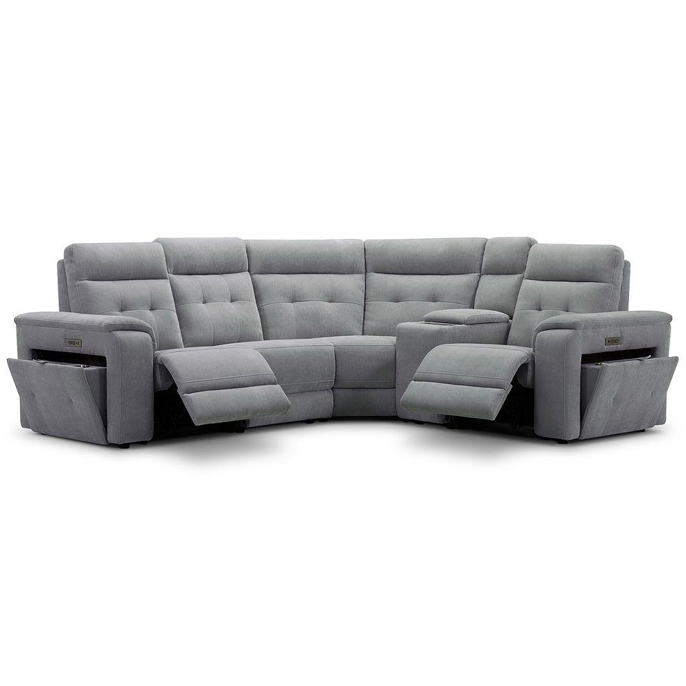 Juno Left Hand Corner Electric Recliner Sofa With Wireless Charging Console and Power Headrests in Amigo Granite Fabric 3