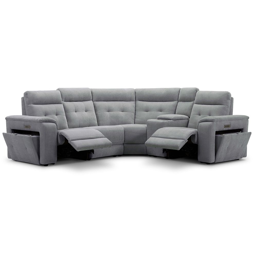 Juno Left Hand Corner Electric Recliner Sofa With Wireless Charging Console and Power Headrests in Amigo Granite Fabric 4