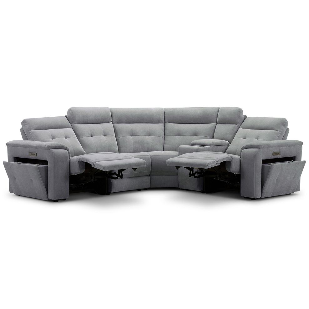 Juno Left Hand Corner Electric Recliner Sofa With Wireless Charging Console and Power Headrests in Amigo Granite Fabric 5