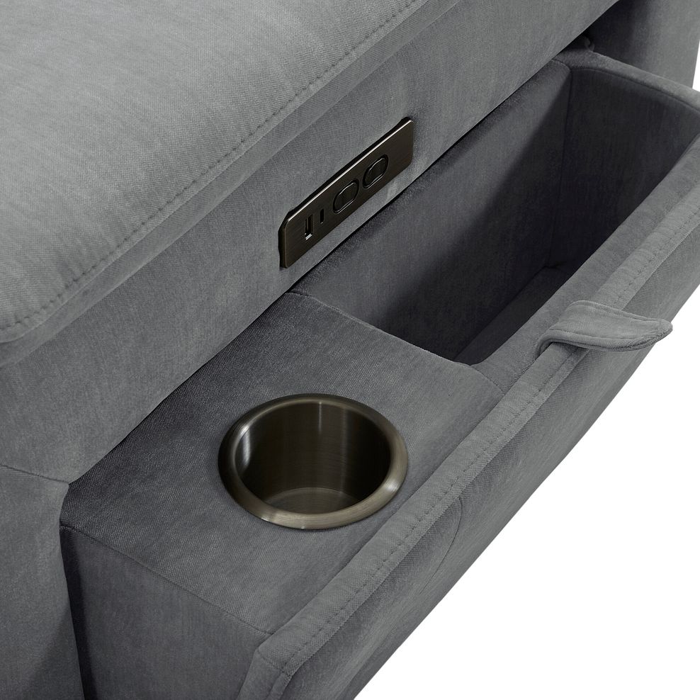 Juno Left Hand Corner Electric Recliner Sofa With Wireless Charging Console and Power Headrests in Amigo Granite Fabric 16