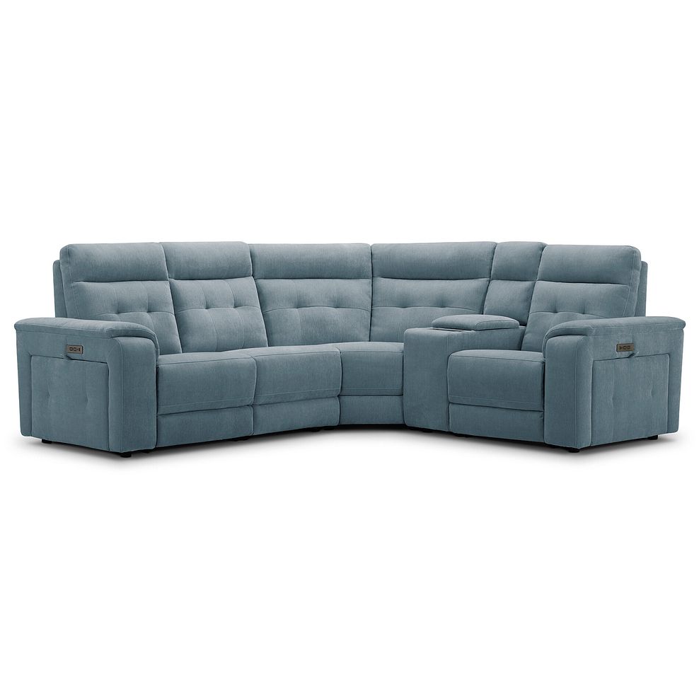 Juno Left Hand Corner Electric Recliner Sofa With Wireless Charging Console and Power Headrests in Amigo Mineral Fabric 2