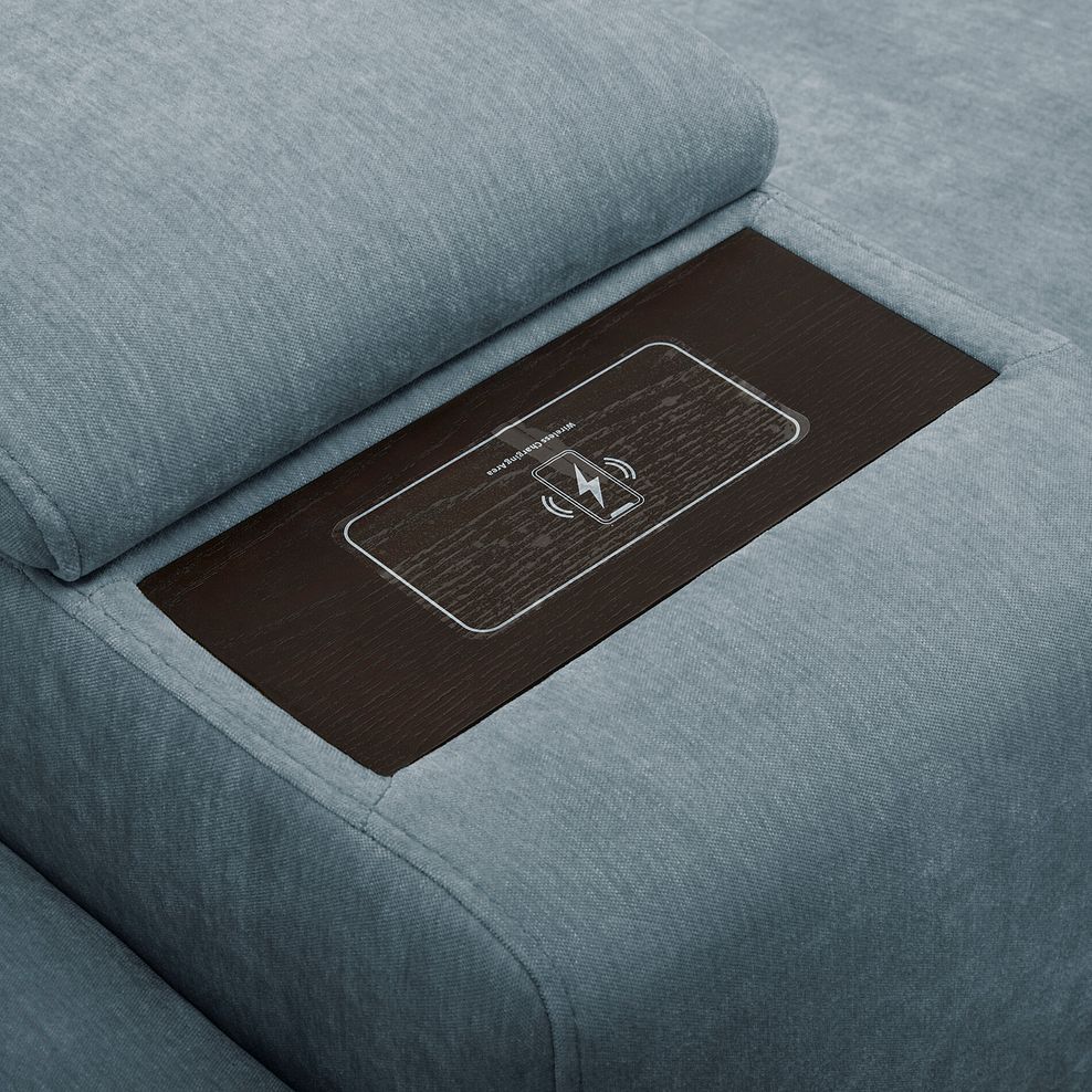 Juno Left Hand Corner Electric Recliner Sofa With Wireless Charging Console and Power Headrests in Amigo Mineral Fabric 18