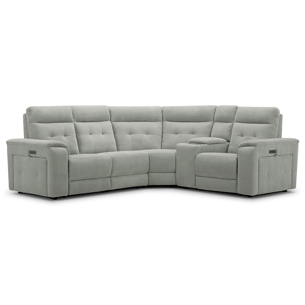 Juno Left Hand Corner Electric Recliner Sofa With Wireless Charging Console and Power Headrests in Amigo Sage Fabric 2