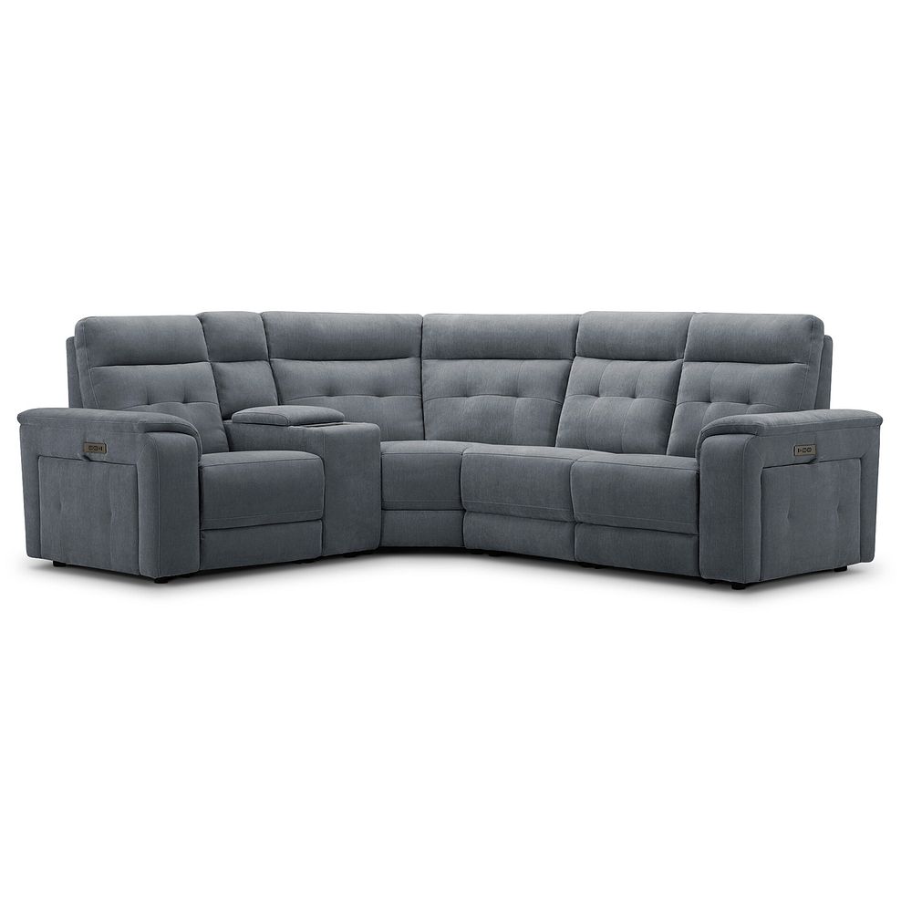 Juno Right Hand Corner Electric Recliner Sofa With Wireless Charging Console and Power Headrests  in Amigo Coal Fabric 1