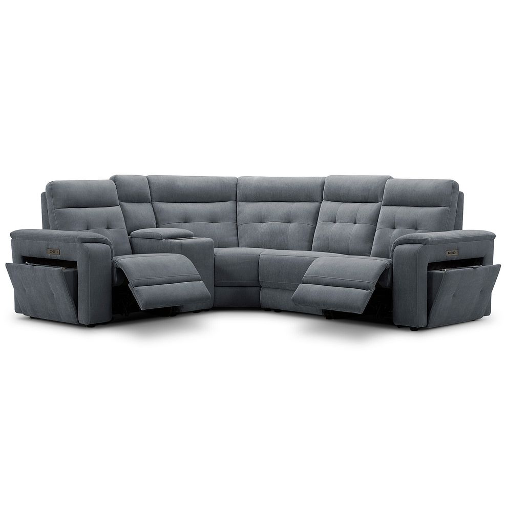 Juno Right Hand Corner Electric Recliner Sofa With Wireless Charging Console and Power Headrests  in Amigo Coal Fabric 2
