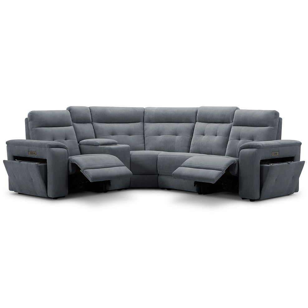 Juno Right Hand Corner Electric Recliner Sofa With Wireless Charging Console and Power Headrests  in Amigo Coal Fabric 3
