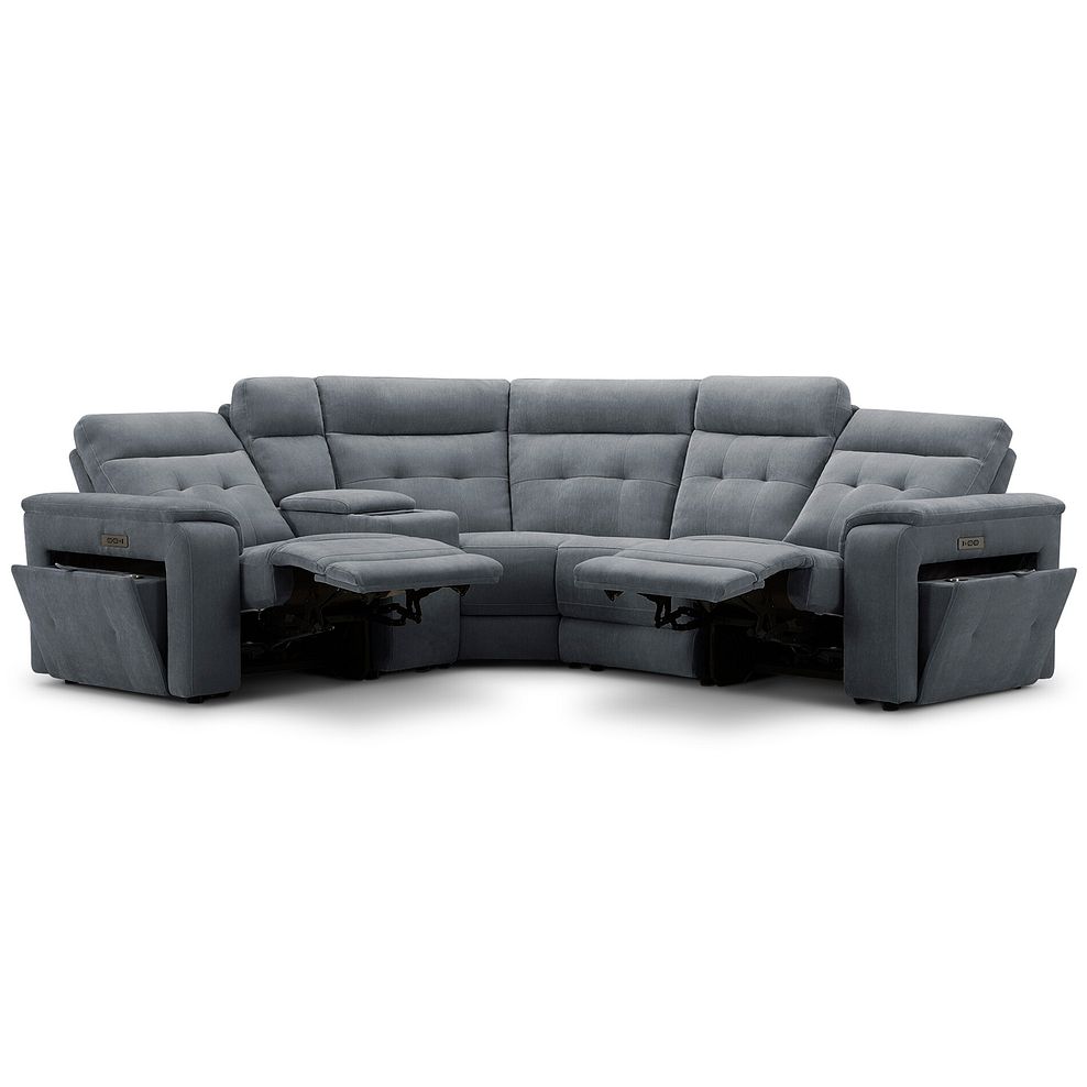 Juno Right Hand Corner Electric Recliner Sofa With Wireless Charging Console and Power Headrests  in Amigo Coal Fabric 4