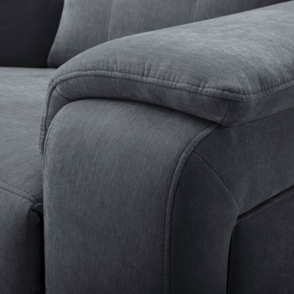 Juno Right Hand Corner Electric Recliner Sofa With Wireless Charging Console and Power Headrests  in Amigo Coal Fabric 15