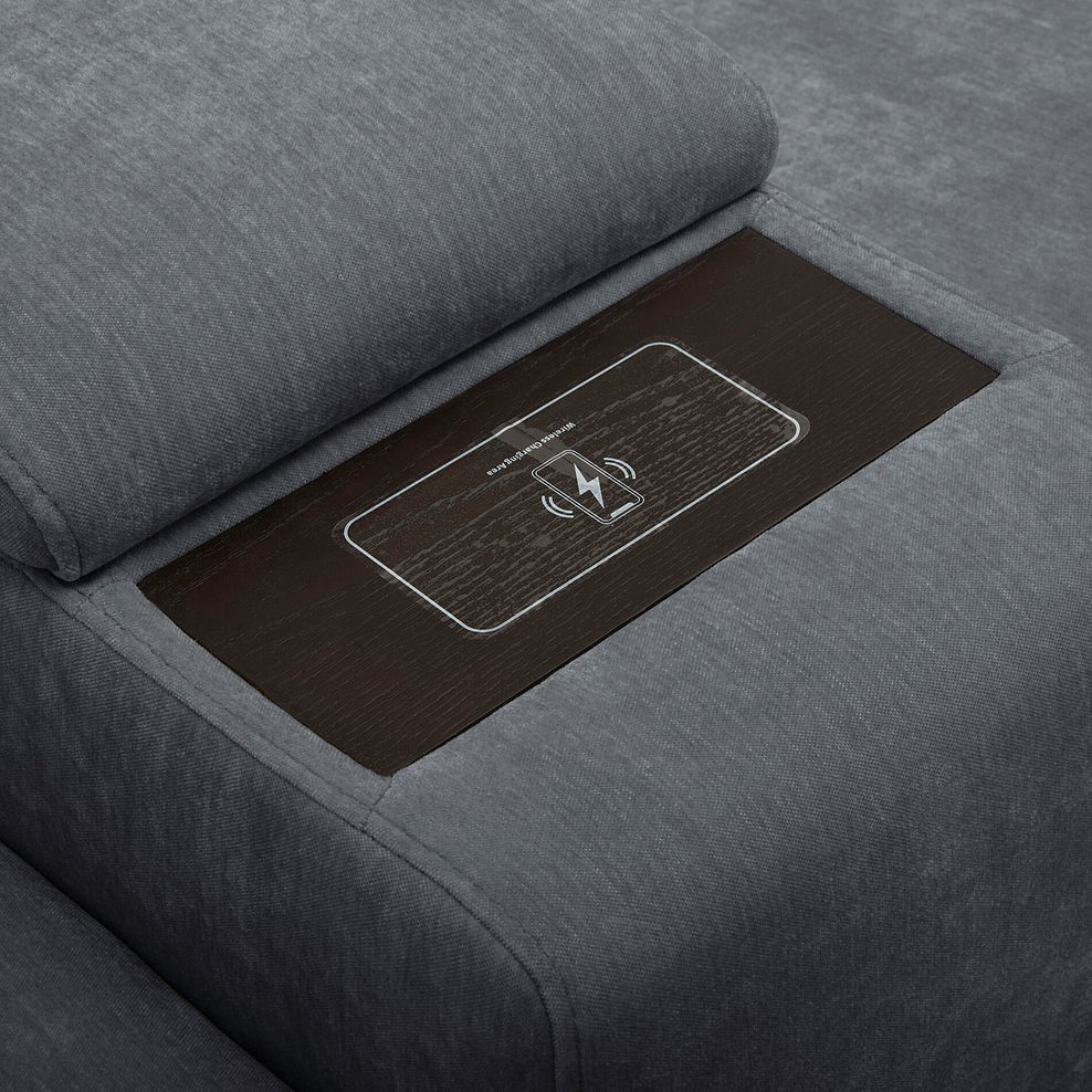 Juno Right Hand Corner Electric Recliner Sofa With Wireless Charging Console and Power Headrests  in Amigo Coal Fabric 9