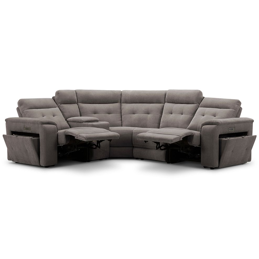 Juno Right Hand Corner Electric Recliner Sofa With Wireless Charging Console and Power Headrests in Amigo Cocoa Fabric 4