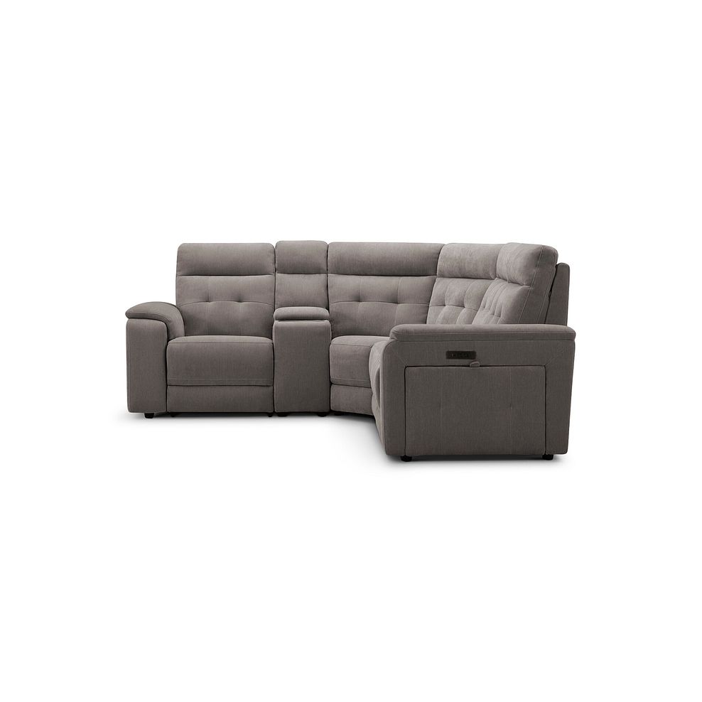 Juno Right Hand Corner Electric Recliner Sofa With Wireless Charging Console and Power Headrests in Amigo Cocoa Fabric 5