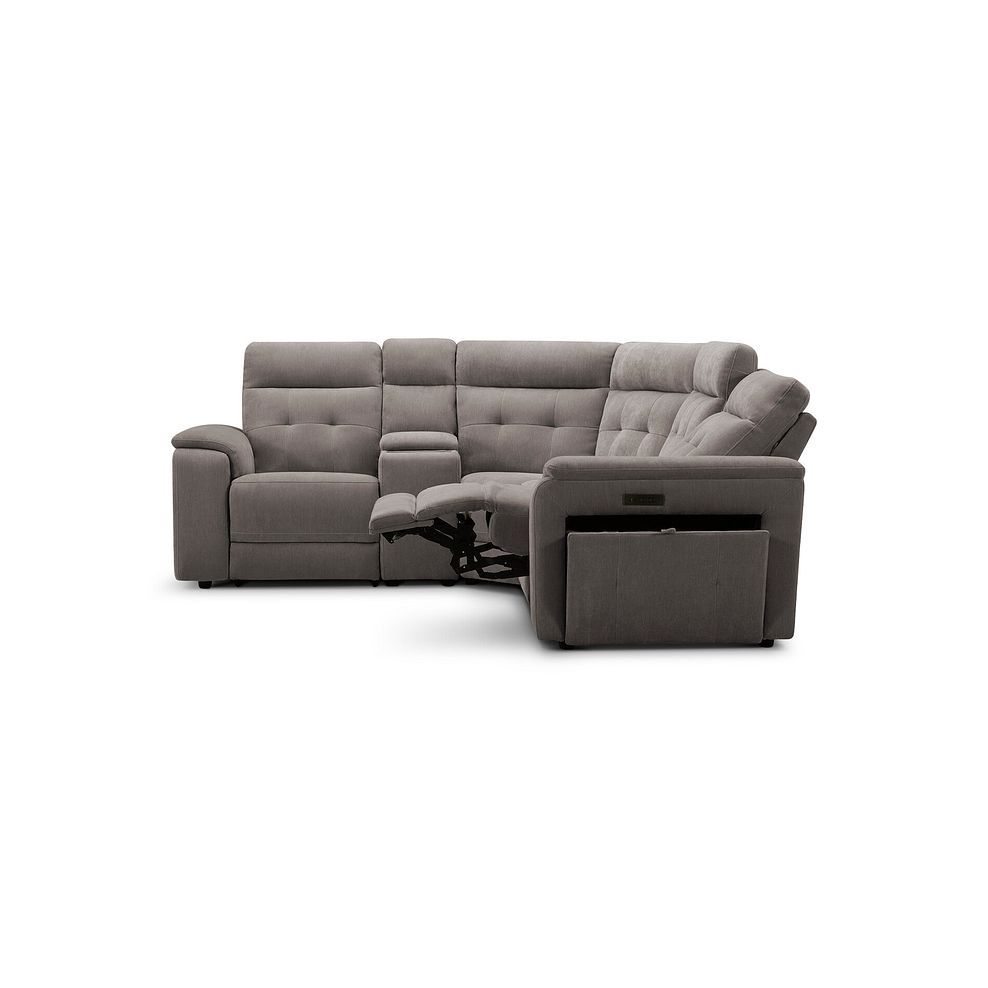 Juno Right Hand Corner Electric Recliner Sofa With Wireless Charging Console and Power Headrests in Amigo Cocoa Fabric 6