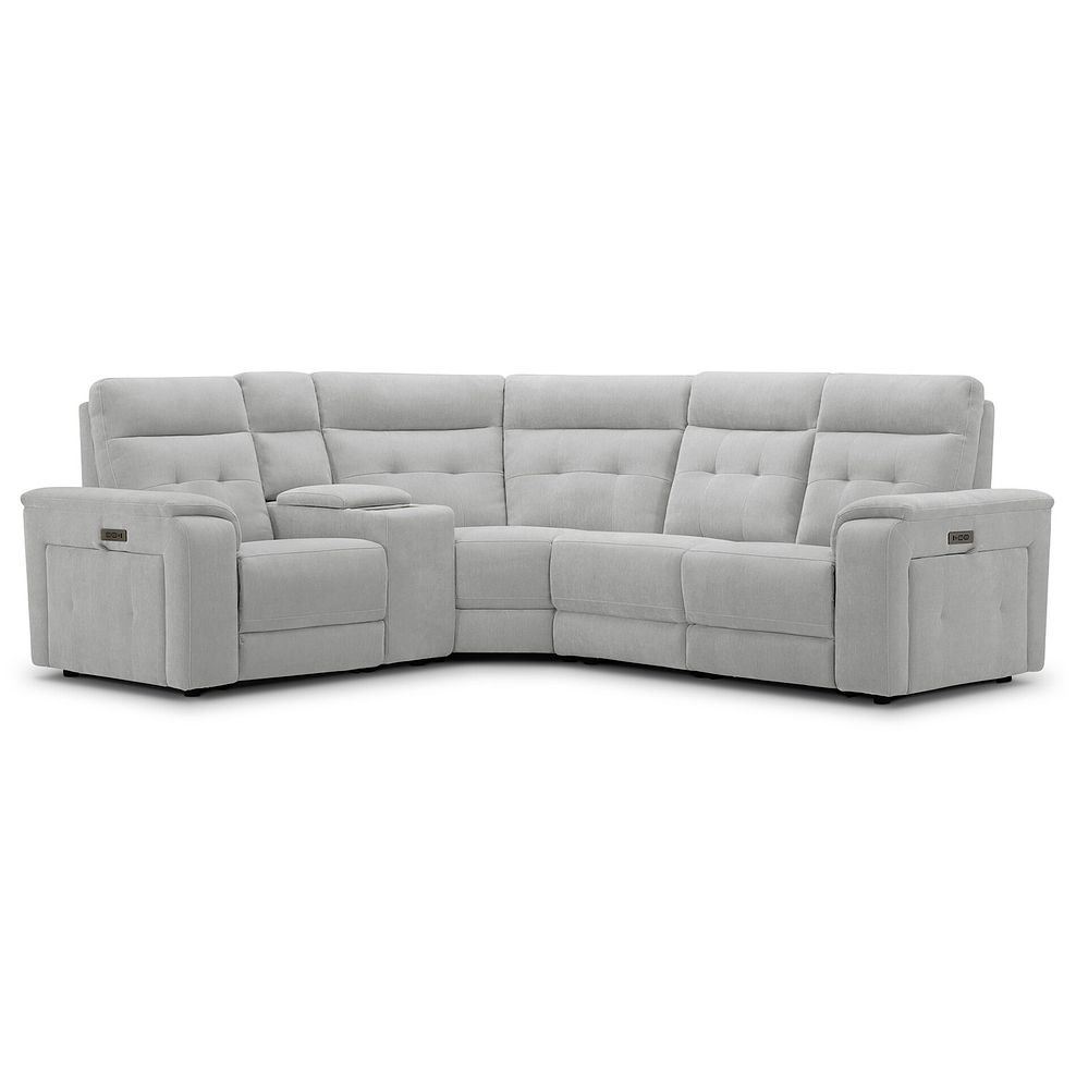 Juno Right Hand Corner Electric Recliner Sofa With Wireless Charging Console and Power Headrests in Amigo Dove Fabric 2