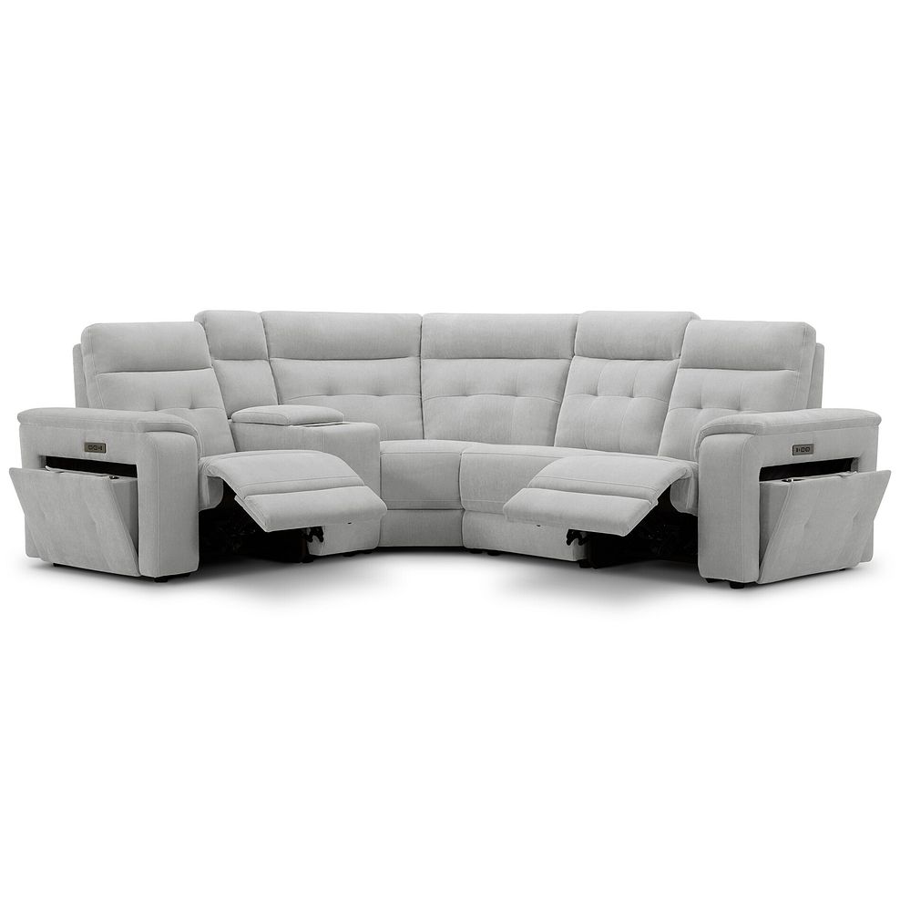 Juno Right Hand Corner Electric Recliner Sofa With Wireless Charging Console and Power Headrests in Amigo Dove Fabric 4