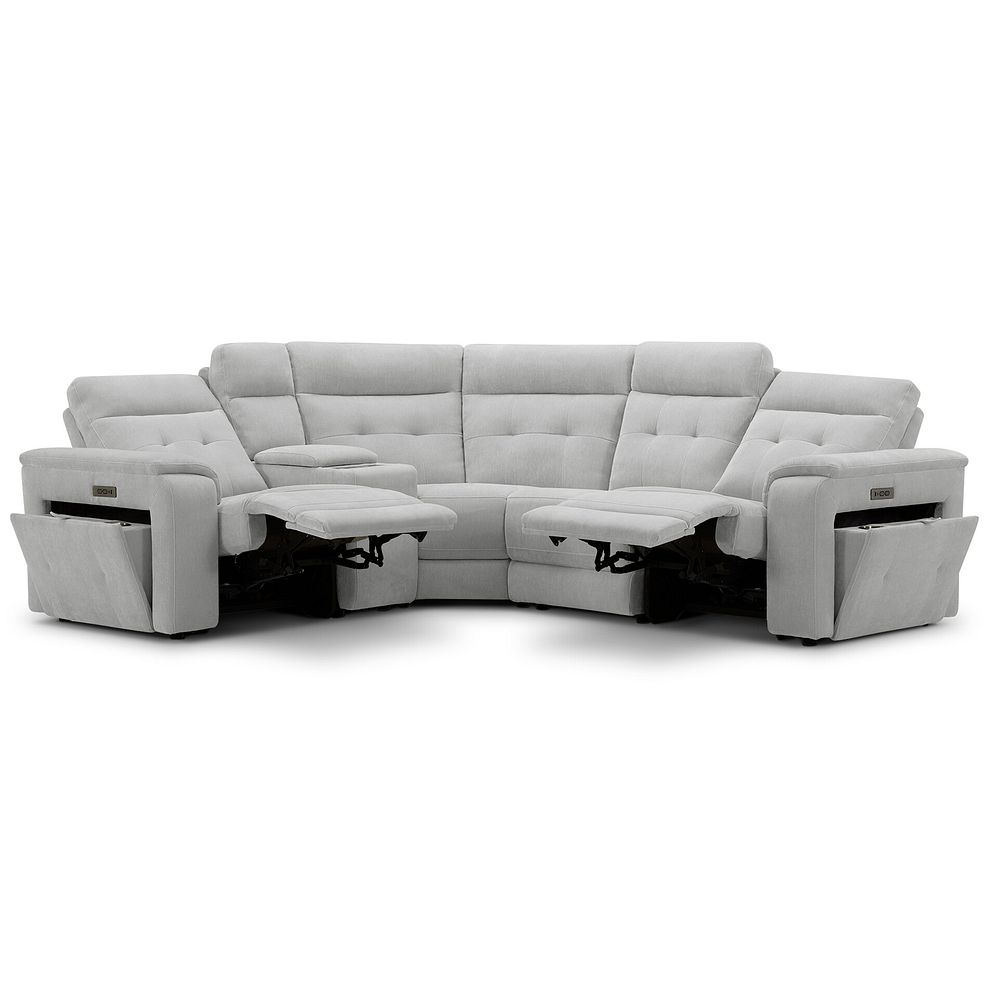 Juno Right Hand Corner Electric Recliner Sofa With Wireless Charging Console and Power Headrests in Amigo Dove Fabric 5