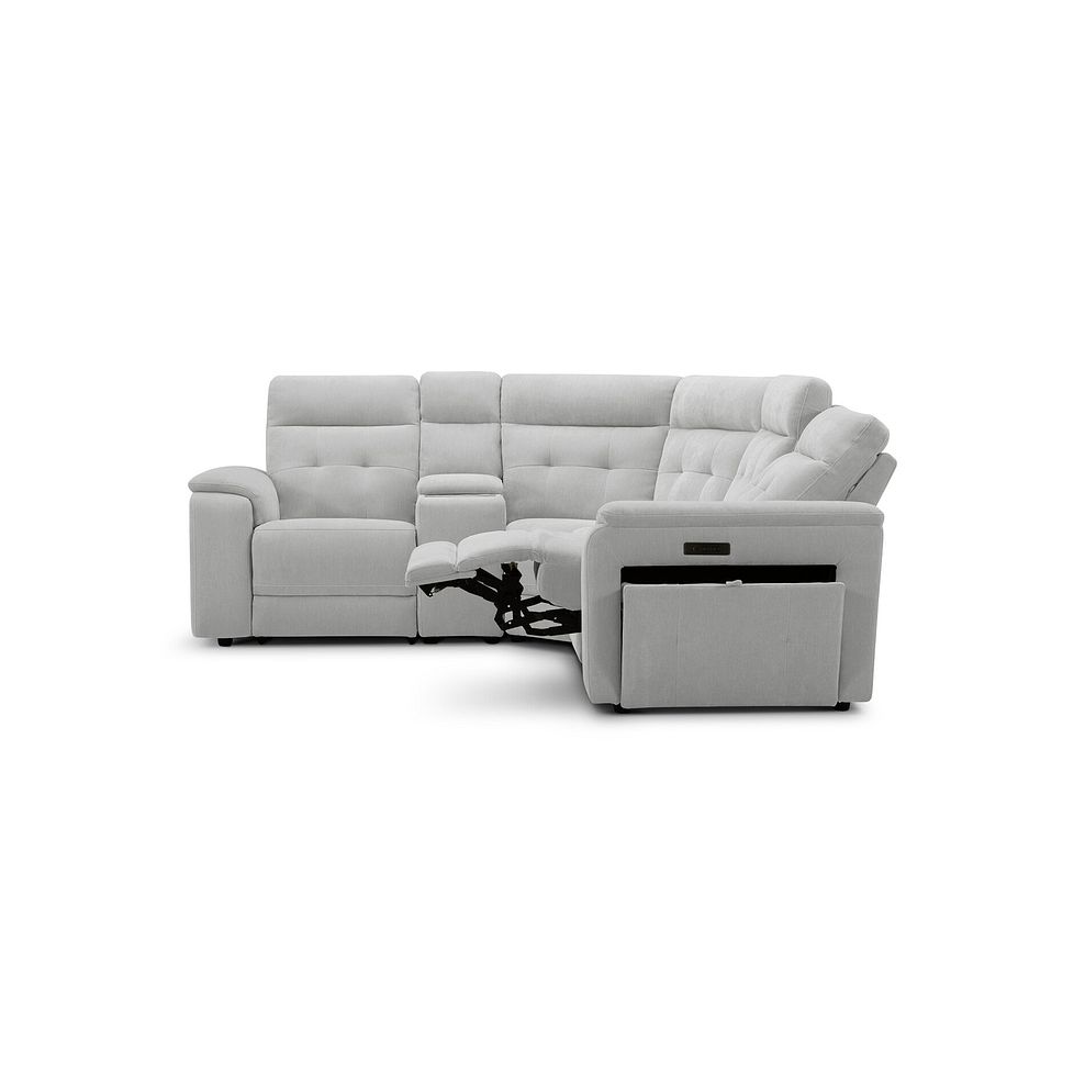 Juno Right Hand Corner Electric Recliner Sofa With Wireless Charging Console and Power Headrests in Amigo Dove Fabric 7