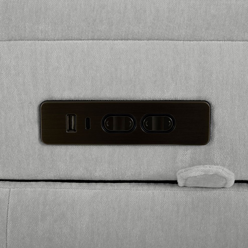 Juno Right Hand Corner Electric Recliner Sofa With Wireless Charging Console and Power Headrests in Amigo Dove Fabric 13