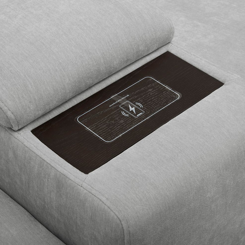 Juno Right Hand Corner Electric Recliner Sofa With Wireless Charging Console and Power Headrests in Amigo Dove Fabric 10