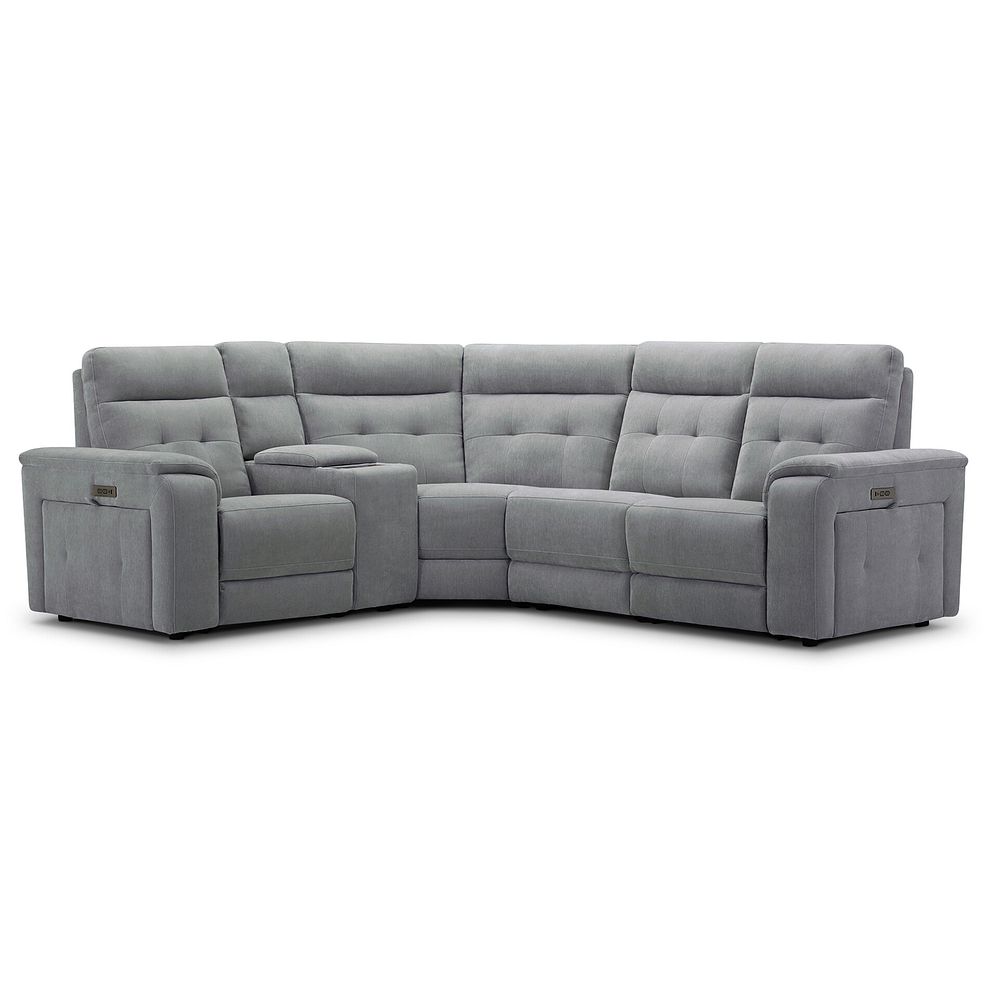 Juno Right Hand Corner Electric Recliner Sofa With Wireless Charging Console and Power Headrests in Amigo Granite Fabric 1