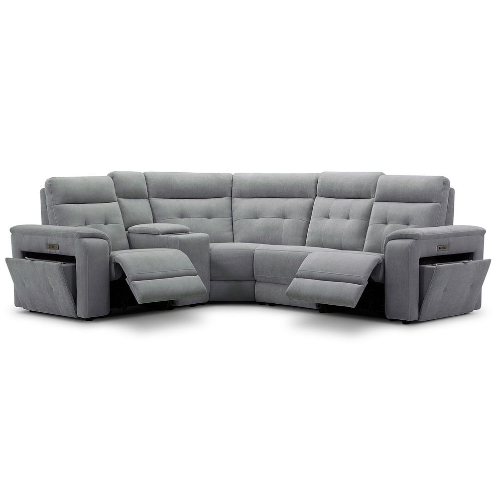 Juno Right Hand Corner Electric Recliner Sofa With Wireless Charging Console and Power Headrests in Amigo Granite Fabric 2