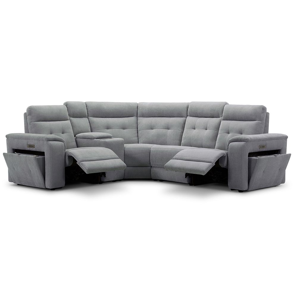 Juno Right Hand Corner Electric Recliner Sofa With Wireless Charging Console and Power Headrests in Amigo Granite Fabric 3