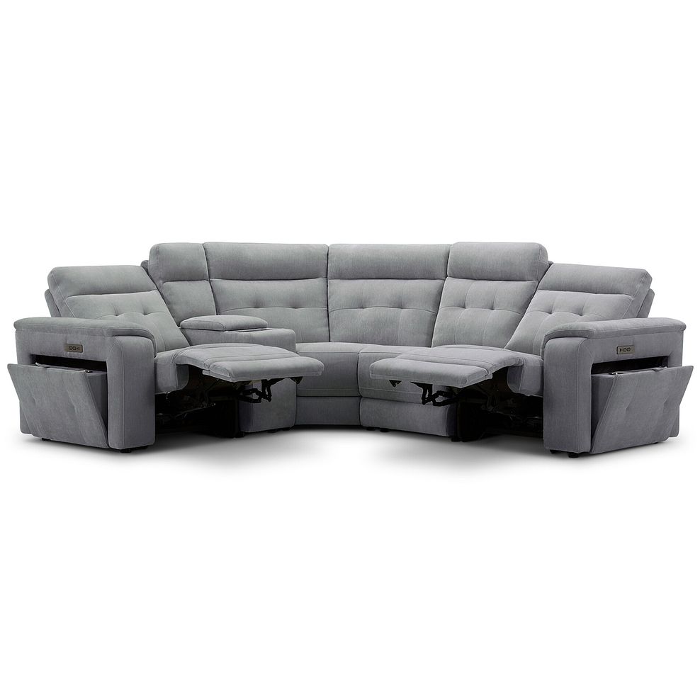 Juno Right Hand Corner Electric Recliner Sofa With Wireless Charging Console and Power Headrests in Amigo Granite Fabric 4