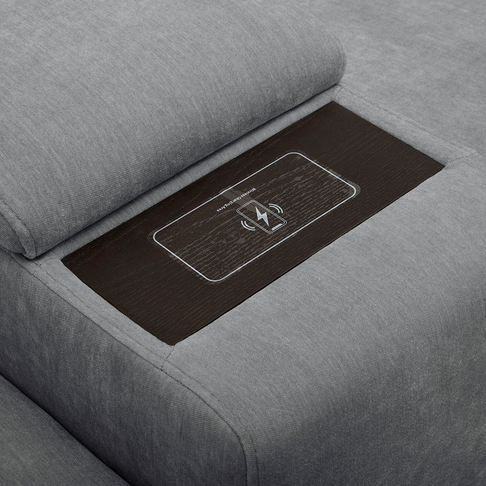 Juno Right Hand Corner Electric Recliner Sofa With Wireless Charging Console and Power Headrests in Amigo Granite Fabric 9