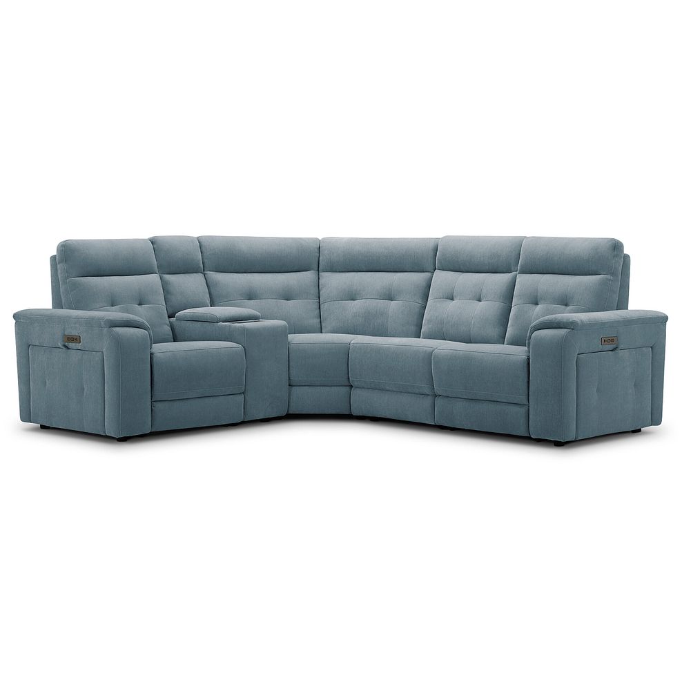 Juno Right Hand Corner Electric Recliner Sofa With Wireless Charging Console and Power Headrests in Amigo Mineral Fabric 1