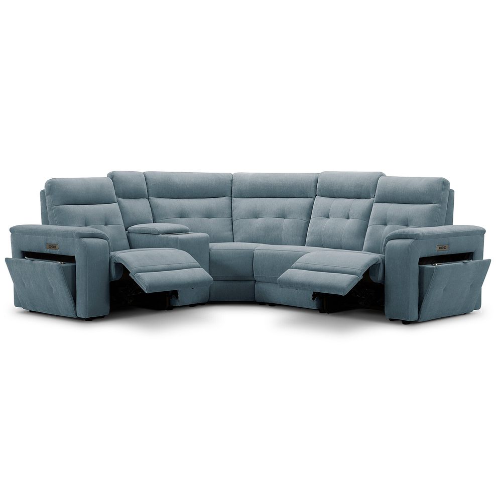 Juno Right Hand Corner Electric Recliner Sofa With Wireless Charging Console and Power Headrests in Amigo Mineral Fabric 3