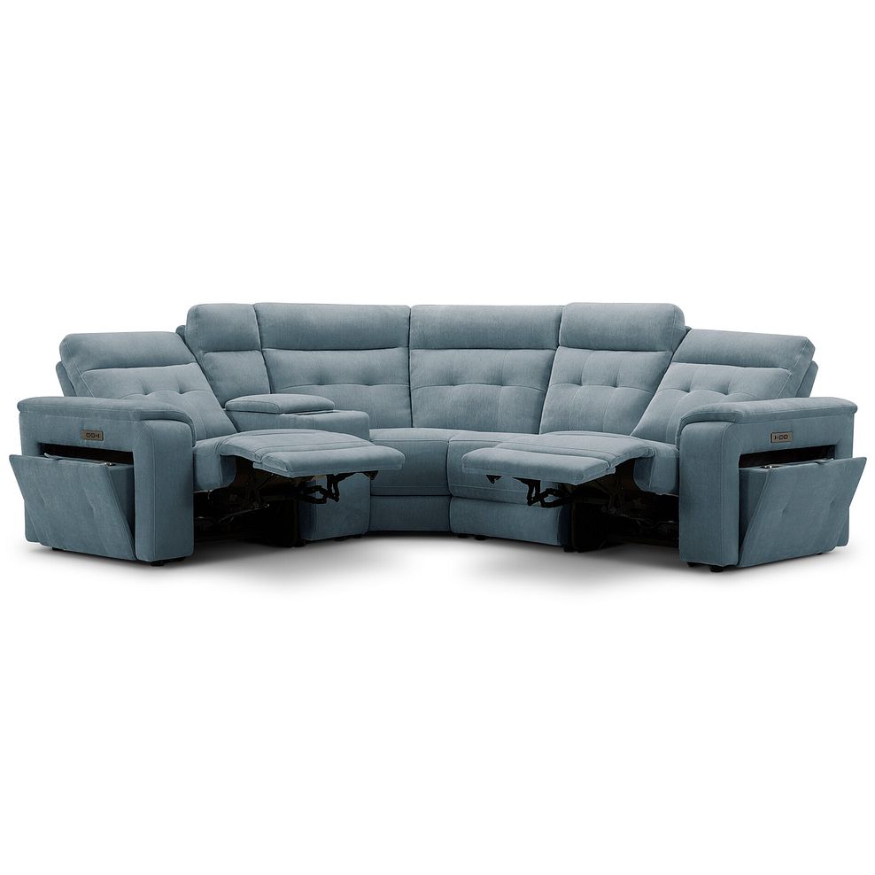 Juno Right Hand Corner Electric Recliner Sofa With Wireless Charging Console and Power Headrests in Amigo Mineral Fabric 4