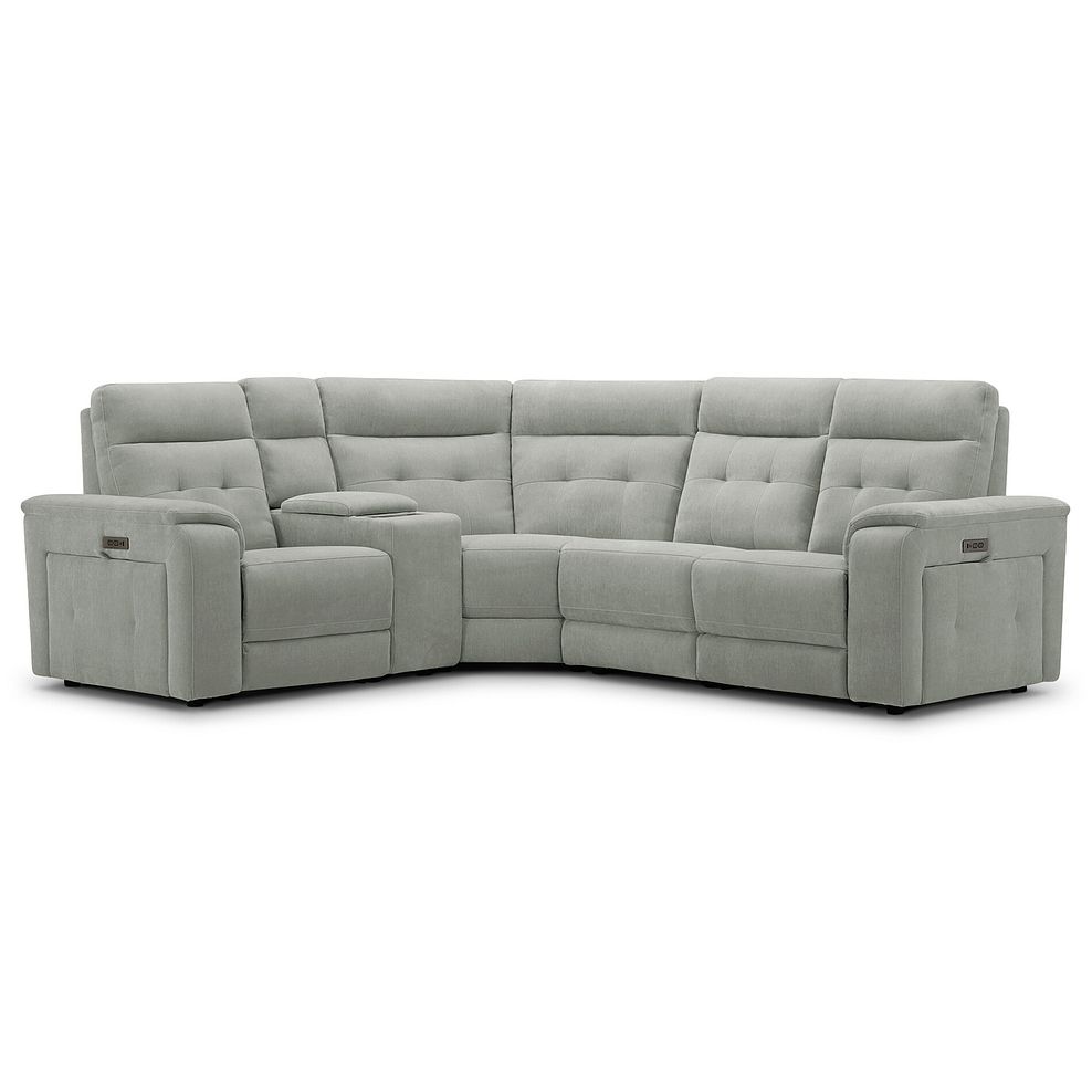 Juno Right Hand Corner Electric Recliner Sofa With Wireless Charging Console and Power Headrests in Amigo Sage Fabric 1