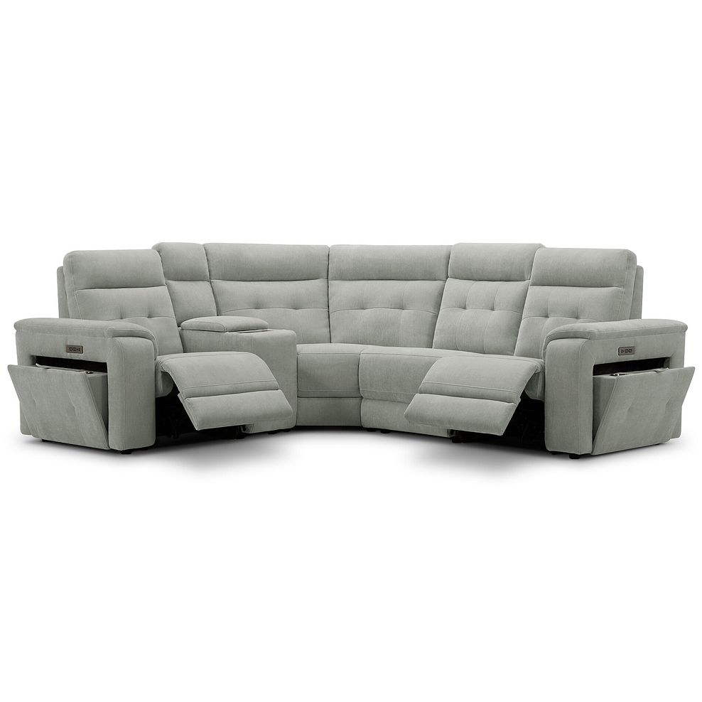 Juno Right Hand Corner Electric Recliner Sofa With Wireless Charging Console and Power Headrests in Amigo Sage Fabric 2