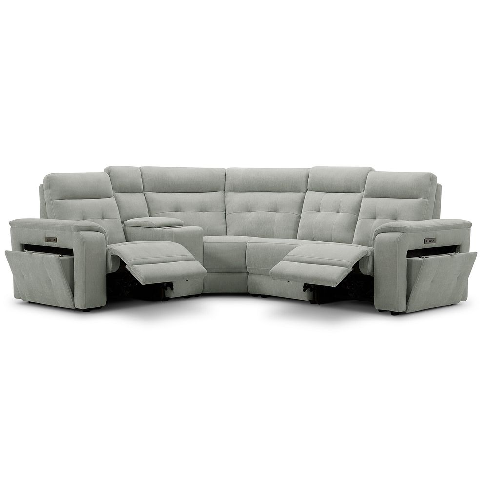 Juno Right Hand Corner Electric Recliner Sofa With Wireless Charging Console and Power Headrests in Amigo Sage Fabric 3