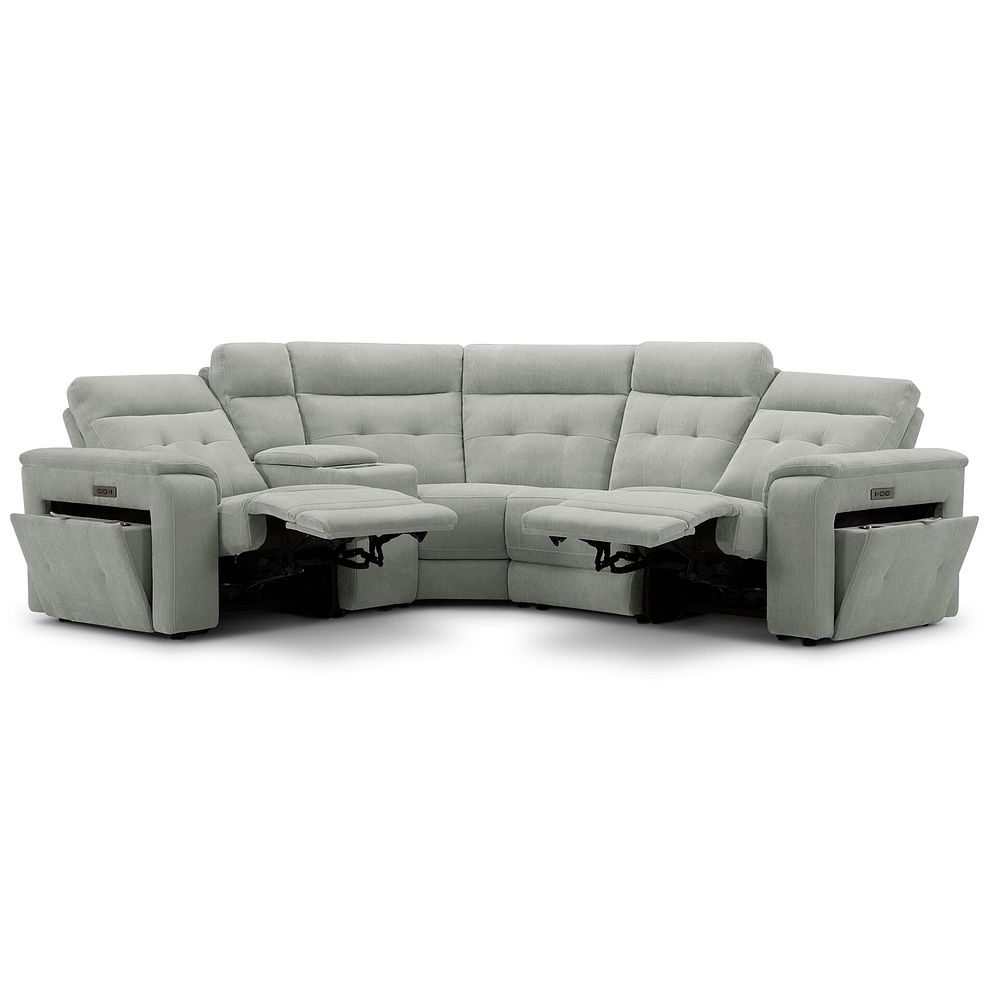 Juno Right Hand Corner Electric Recliner Sofa With Wireless Charging Console and Power Headrests in Amigo Sage Fabric 4