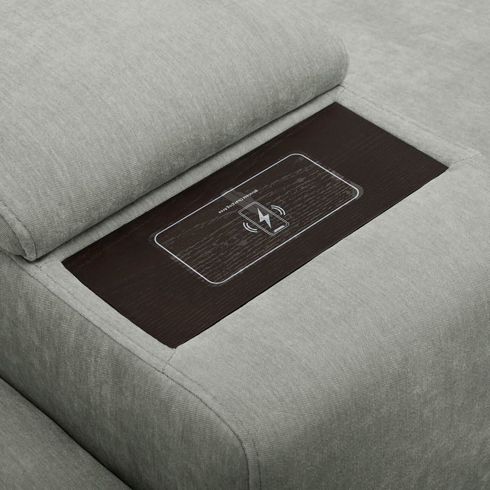 Juno Right Hand Corner Electric Recliner Sofa With Wireless Charging Console and Power Headrests in Amigo Sage Fabric 9