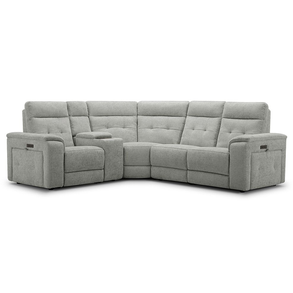 Juno Right Hand Corner Electric Recliner Sofa With Wireless Charging Console and Power Headrests in Hopsack Dove Fabric 1