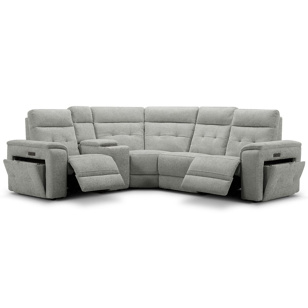 Juno Right Hand Corner Electric Recliner Sofa With Wireless Charging Console and Power Headrests in Hopsack Dove Fabric 2