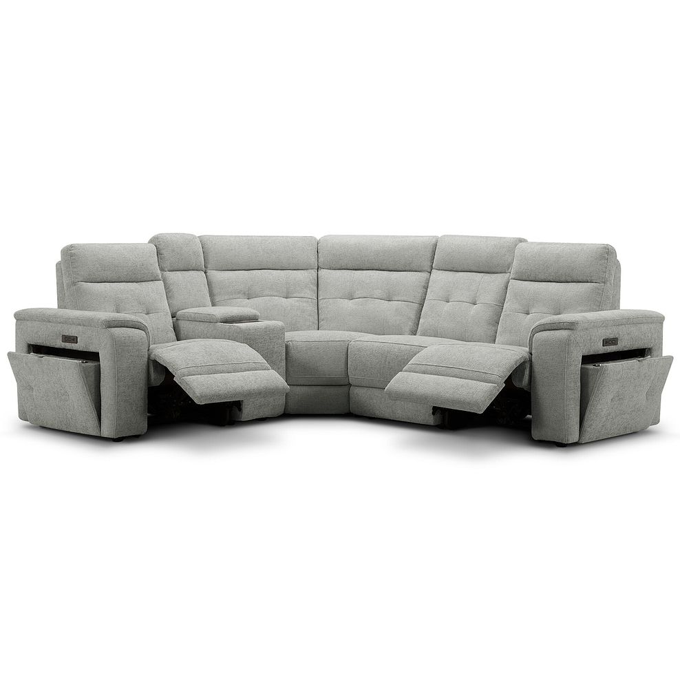 Juno Right Hand Corner Electric Recliner Sofa With Wireless Charging Console and Power Headrests in Hopsack Dove Fabric 3