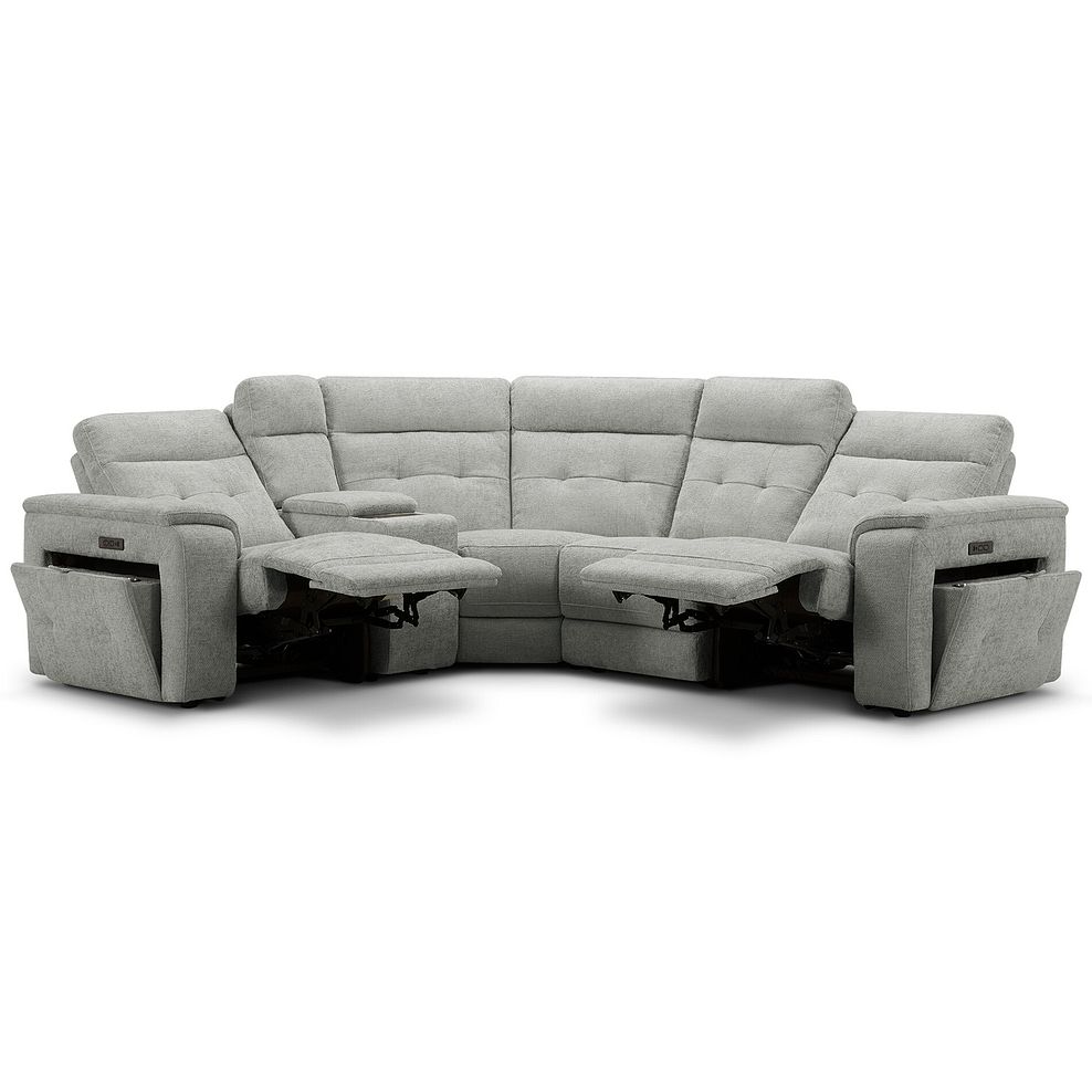 Juno Right Hand Corner Electric Recliner Sofa With Wireless Charging Console and Power Headrests in Hopsack Dove Fabric 4