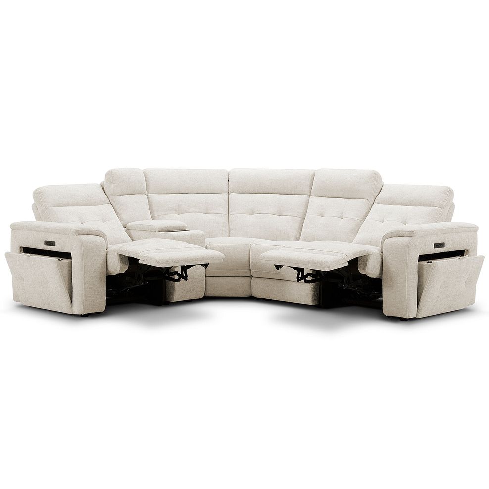 Juno Right Hand Corner Electric Recliner Sofa With Wireless Charging Console and Power Headrests in Hopsack Natural Fabric 4
