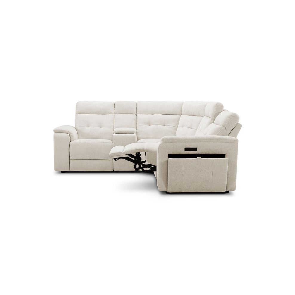 Juno Right Hand Corner Electric Recliner Sofa With Wireless Charging Console and Power Headrests in Hopsack Natural Fabric 6