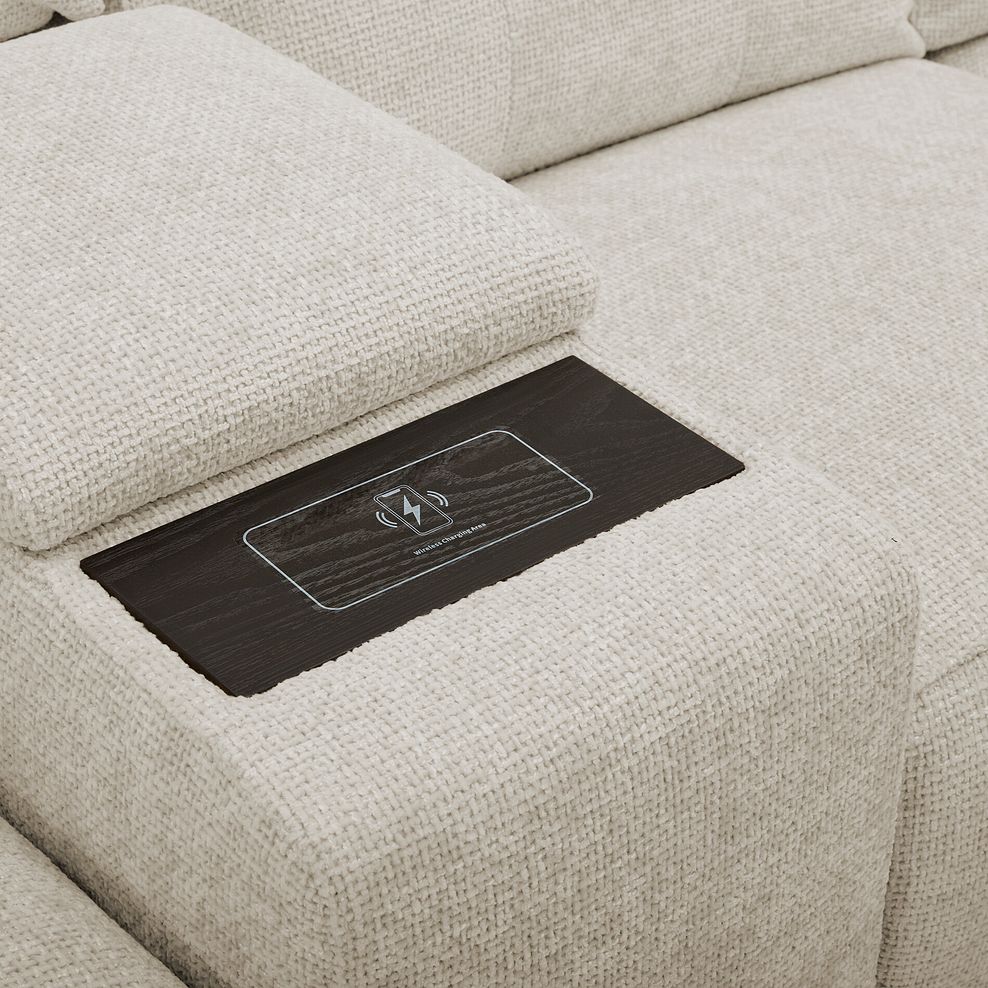 Juno Right Hand Corner Electric Recliner Sofa With Wireless Charging Console and Power Headrests in Hopsack Natural Fabric 16